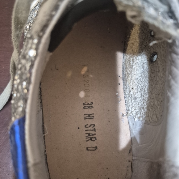 Gokden Goose Hi Star Glitter Sneakers with Blue Accents Size 38 - Picture 5 of 7